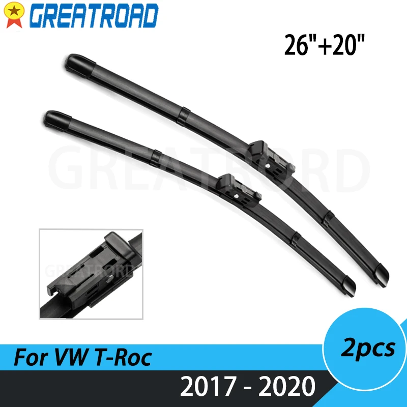 

Щетки стеклоочистителя LHD для VW T-Roc 2017 2018 2019 2020, лобовое стекло, переднее стекло, 26 дюймов + 20 дюймов