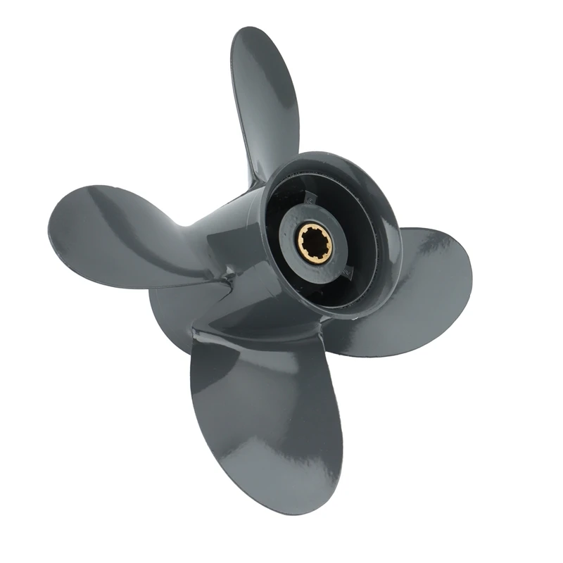 Elica Fuoribordo Per Honda 8Hp 9.9Hp 10Hp 15Hp 9 1/4 X10 Motore Per Barche Vite In Alluminio A 4 Lame 8 Parti Del Motore Marino Scanalato