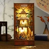 DIY Book Nook Wooden Miniature Model Kit Chinese Ancient Town Bookend Assembled 3D Puzzle Bookshelf Home Decor Friends Gifts 3
