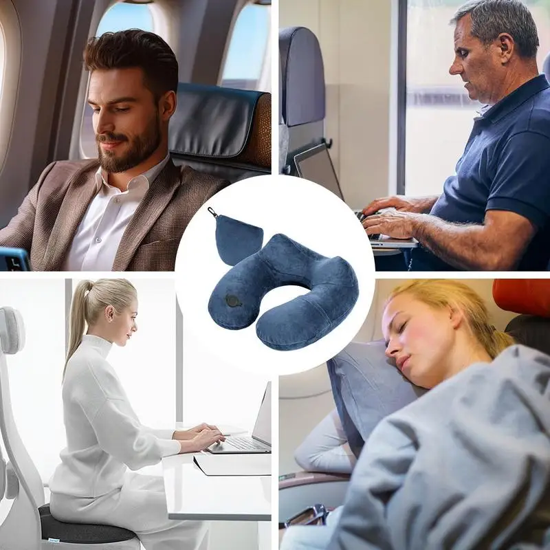 Sleeping Neck Pillow Inflatable Sleeping Pillow For Traveling Adjustable Neck Pillow For High-speed Rail Outdoor Travel 5