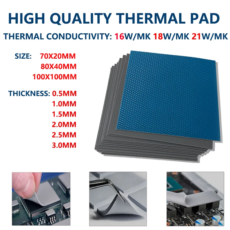 Good 21W/MK New Thermal Pad GPU CPU Heatsink Cooling Conductive