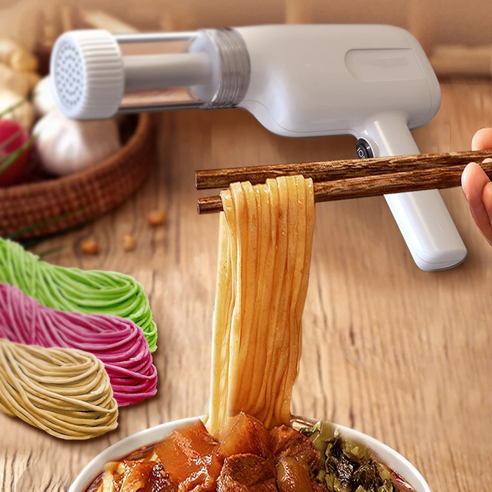 Kitchen Household Electric Cordless Pasta Maker 5 Pasta Shapes, Handheld Noodle Machine Smart Dough Press Rolling Small Food