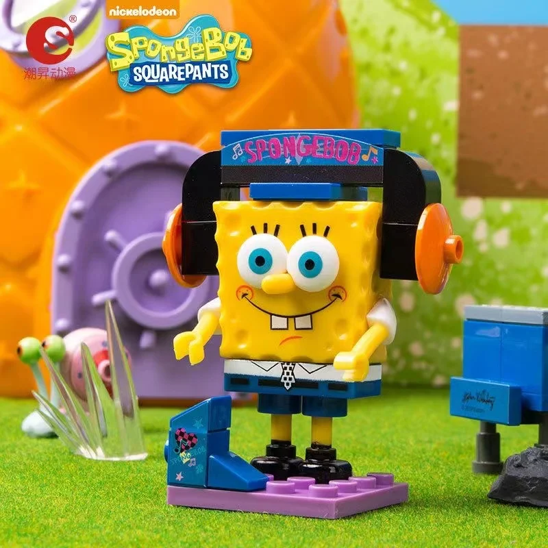 6PCS SpongeBob SquarePants Surprise Egg Patrick Star Squidward Tentacles Music Party Building Block Twisted Egg Toys For Kids