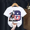 Summer 2024 Captain America Birthday Personalize Name Boy Shirt 2 3 4 5 6 7 8 9 Marvel Birthday Girl White Short Sleeve T-Shirt 5
