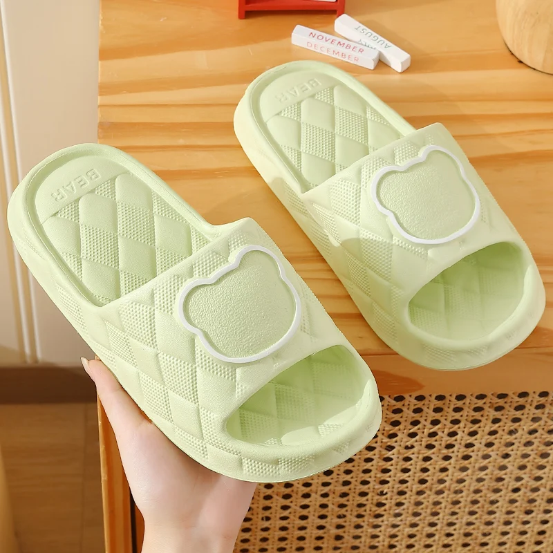 Summer Women Slippers Indoor Bath Thick Platform Non-slip Home Men Cartoon Bear Flip Flops Beach Sandals Ladies Shoes 4