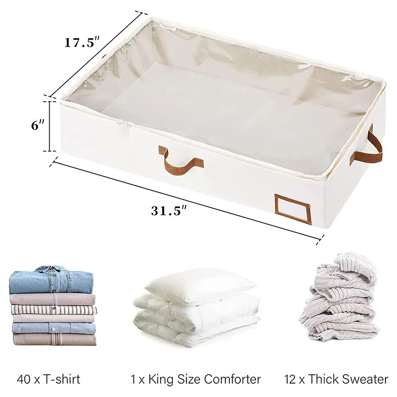 4 Pack Foldable Underbed Storage Box for Clothes Under Bed Clothes Organizer With Sturdy Structure and Ultra Thick Fabric 2