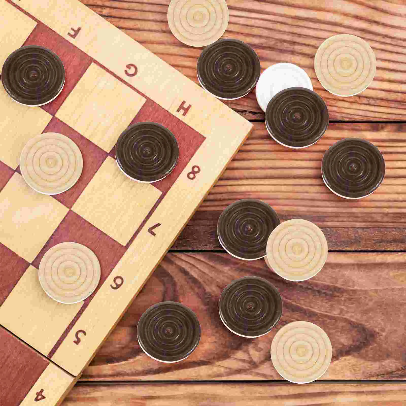 Peças de madeira xadrez tabuleiro jogo damas checker gamão jogos chinês  conjunto substituição madeira peões chips