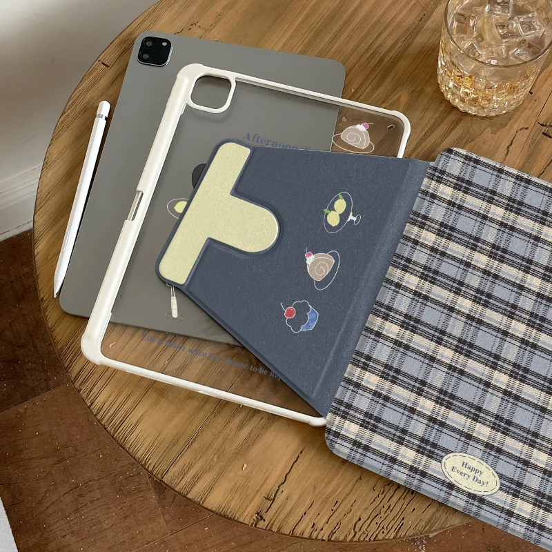 Blue Plaid Premium Dessert Tablet Case Cover