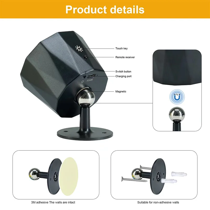 Led Wall Lamp Touch Control Remote 360 Rotatable USB Recharge Wireless Portable Night Light For Bedroom Reading Lamp 6