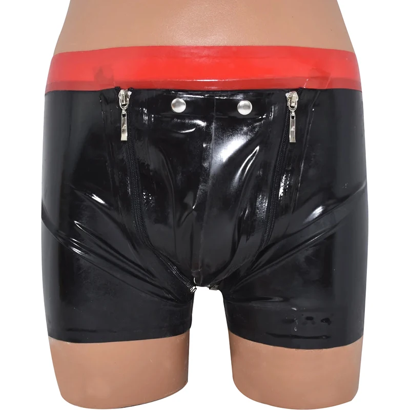 New Black Latex Long Leg Boxer Shorts With Penis Sheath Anal Condom Rubber Briefs  Underwear Bottoms Pants - AliExpress