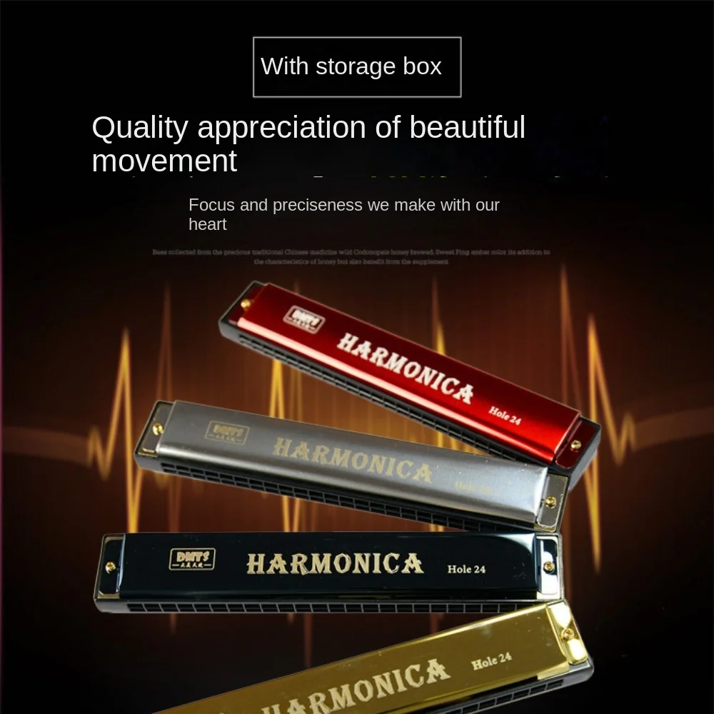 Professional 24 Hole Harmonica Play Double Row C-key Harmonica Beginner Tremolo Jazz Folk Harmonicas Children Gift diatonic harmonica kids harmonica