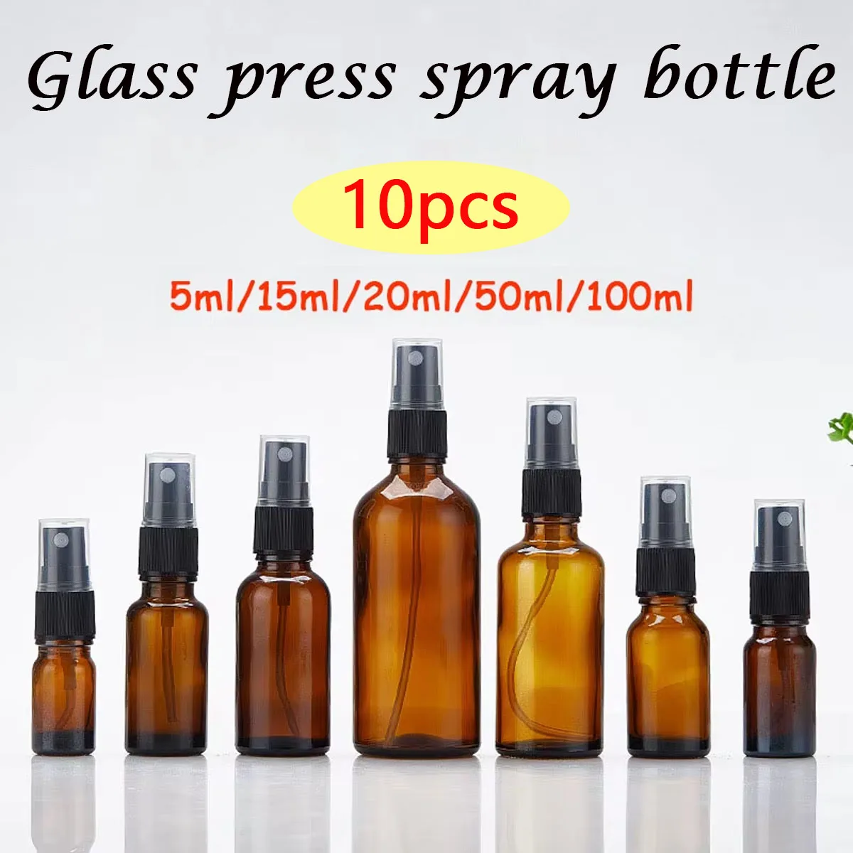 Spray bottle Perfume atomizer Refillable cosmetic bottle Cosmetic bottle Refillable spray bottle Cosmetic dispenser bottle 10PCS Amber Glass Spray Bottle 5/10/15/20/50/100ml Essential Oil Atomizers Cosmetic Dispensing Containers Portable Travel Bottle