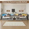 Corner Bed Frame with Storage Bookcase, Twin Daybed with Storage Drawers Underneath, Kids Bed Unit with Charging Station 6
