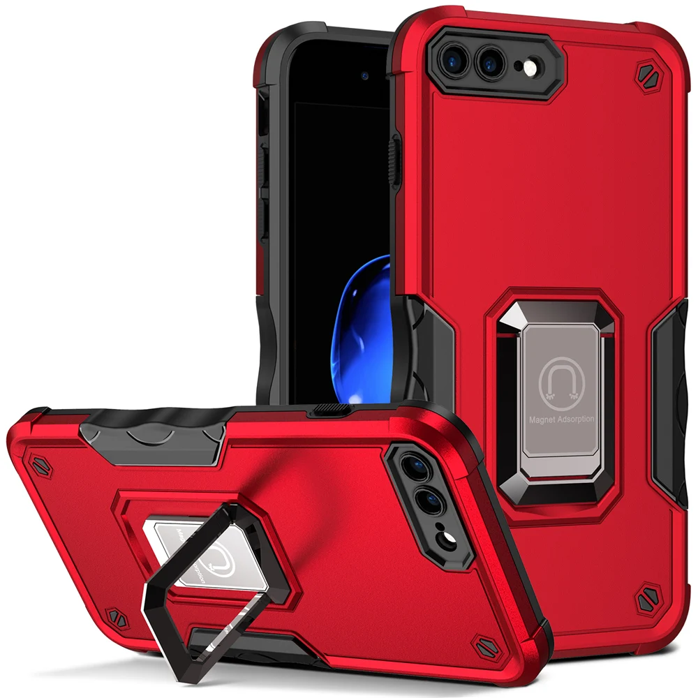 KEYSION Shockproof Armor Case for iPhone SE 2022 8 Plus Silicone+PC Ring Stand Phone Back Cover for Apple iPhone SE 2020_voghion.com