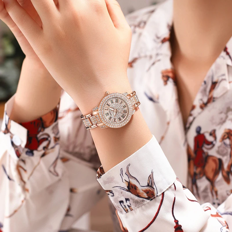 NIBOSI Brand New Luxury Diamond Quartz Watch for Women Fashion Rose Gold Bracelet Stainless Steel Women Watches Relogio Feminino