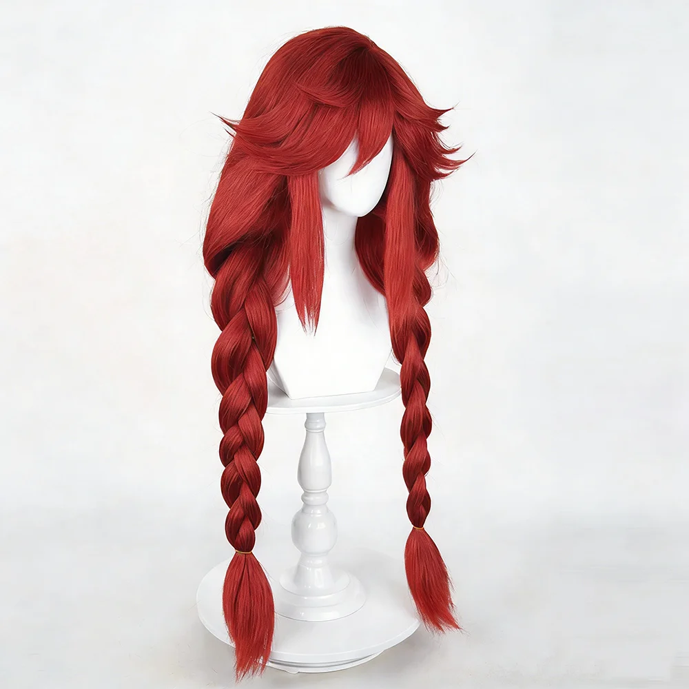 Generic Red Braided Heat-Resistant Synthetic Wig for Cosplay Events