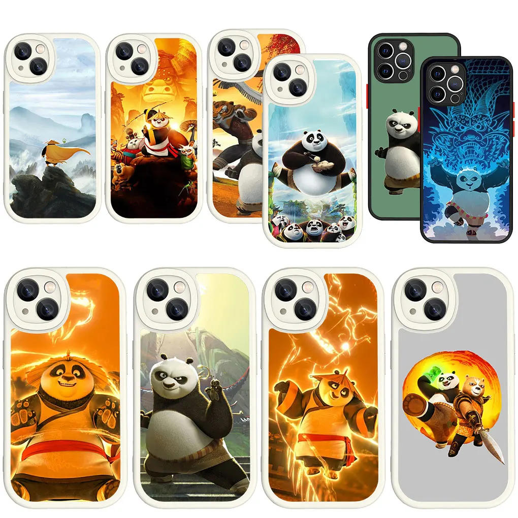 Cartoon Panda White Black Soft Phone Cover Per Apple Iphone 15 14 Plus 13 12 11 Pro Max + 14 + 15 + Silicone Casec