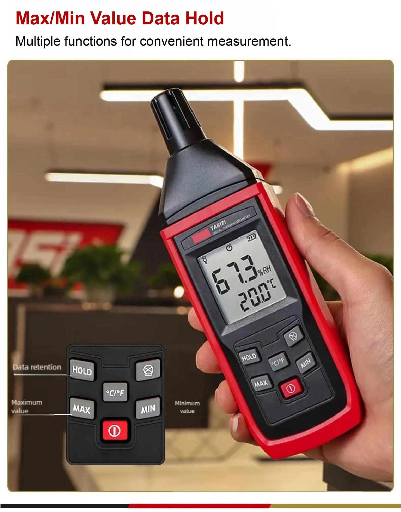TA8171/TA621A Portable Temperature Humidity Meter Digital Hygrometer Dew Point S