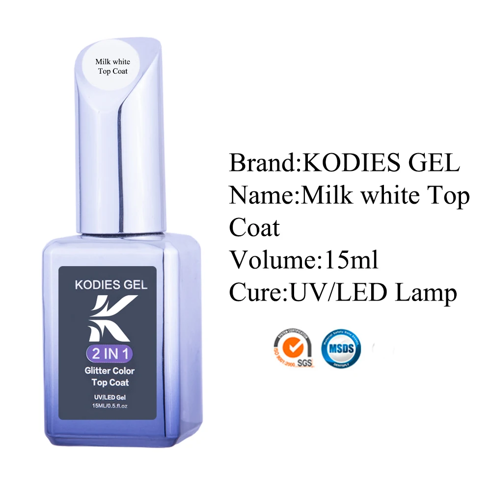 KODIES GEL Milky White Top Coat UV Gel Nail Polish Translucent Jelly Gel Finish No Sticky Brillant Semi Permanent Vernis Topcoat 2