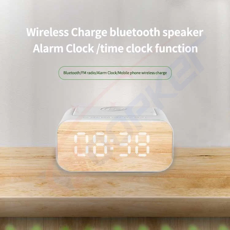 Multifunction 15W Wireless Charger 5W Speaker Display Night Light Alarm Clock 20