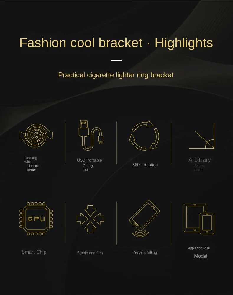 Description Picture 3 of item2023 Novelty USB Flameless Rechargeable Windproof Lighter Phone Holder Tungsten Lighter Cigarette Cigar Tool Exquisite Gift