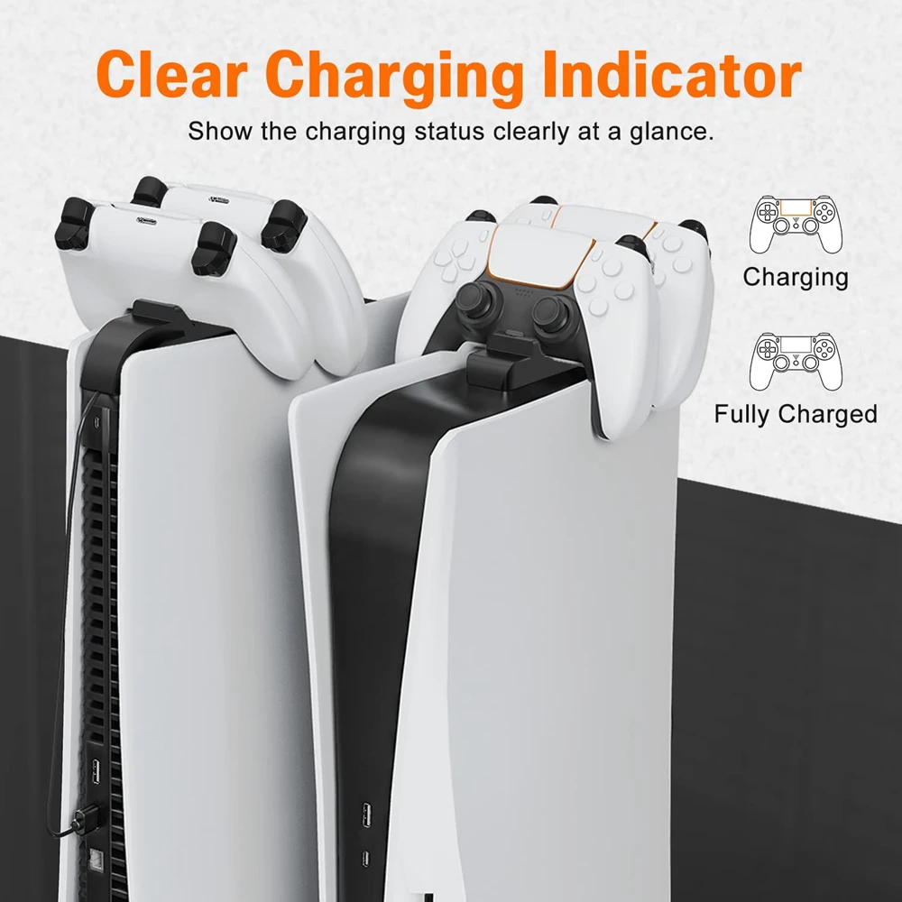 Dual Socket Fast Charging PS5 Controller Charger Station Stand for PlayStation 5 Accessories Handle Holder controller charger dock controller charging base controller charger