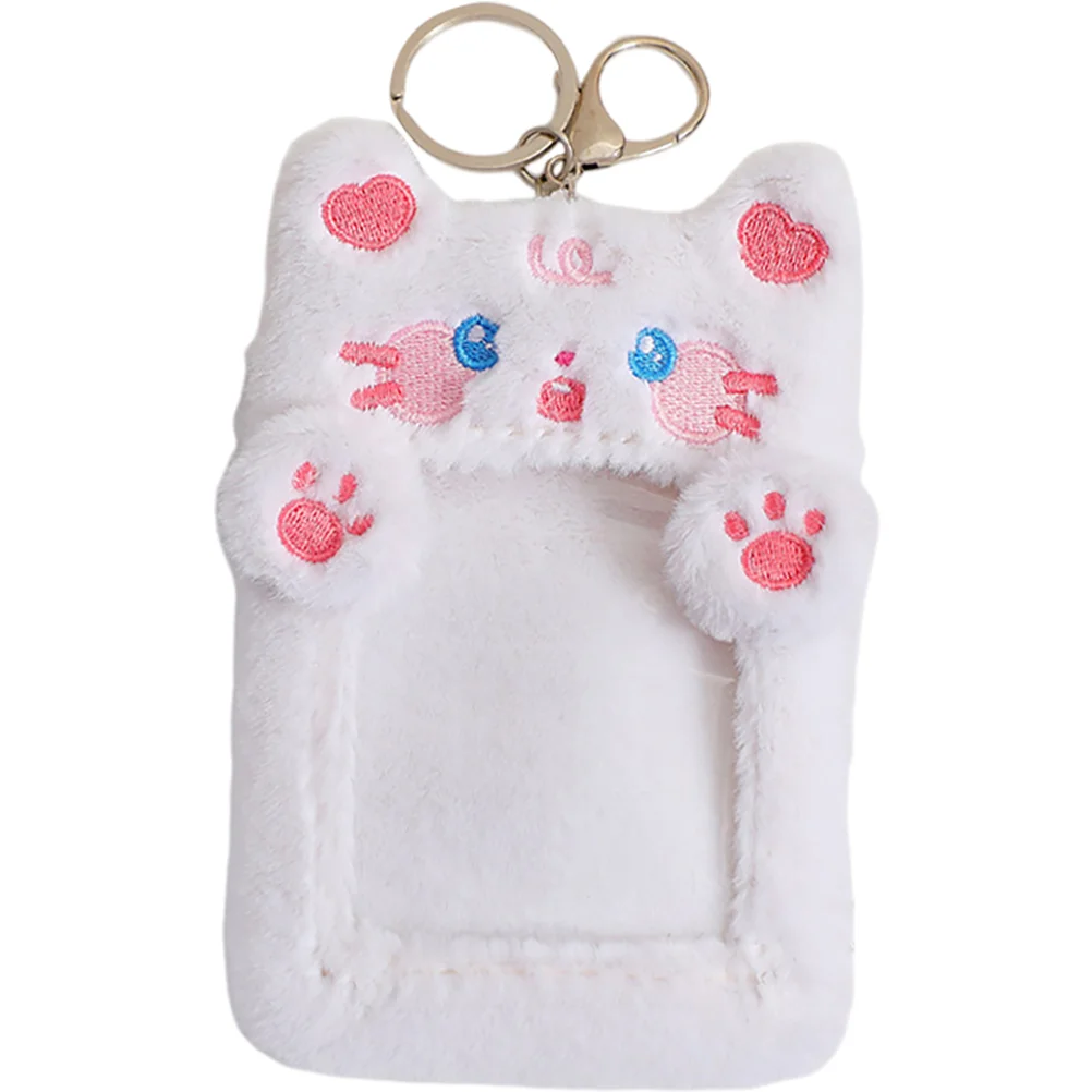 

Plush Photocard Holder Keychain Cartoon Cat Dog Rabbit Idol Id Student Card Credit Card Case Protective Sleeves