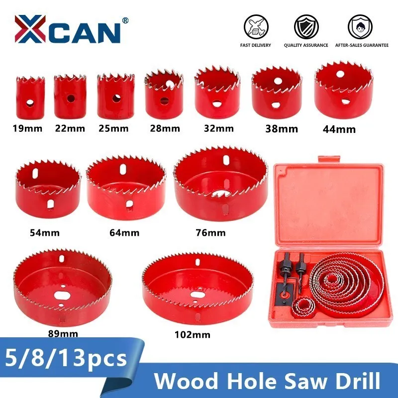 XCAN Drill Bit Hole Saw Set 5/8/13pcs 19-127mm   Wood Metal Drilling Tools Hole Core Cutter Hole Saw Drill