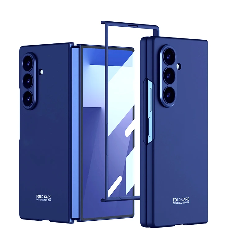 Stoßfeste Armor-Plastik-Handyhülle für Samsung Galaxy Z Fold 8 Ultra Fold7 mit Schutzglas für den äußeren Bildschirm und matter Abdeckung