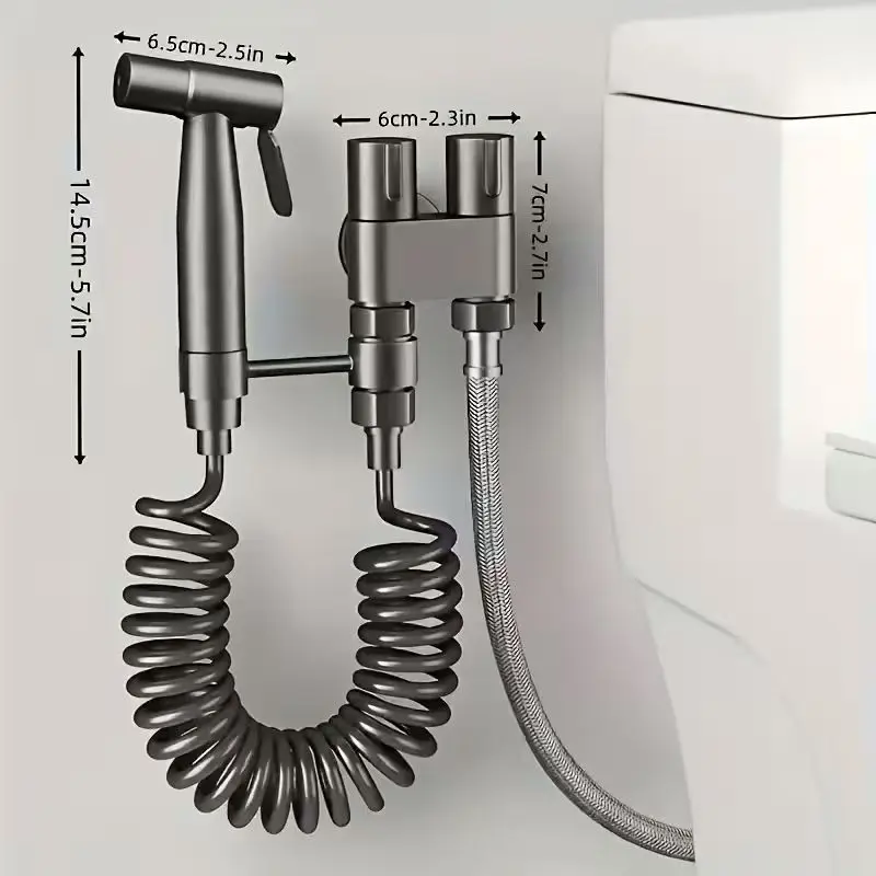 6pcs High-Pressure Toilet Spray Gun Set - 304 Stainless Steel Wall-Mounted Toilet Spray Gun, Suitable for Toilets, Sinks,