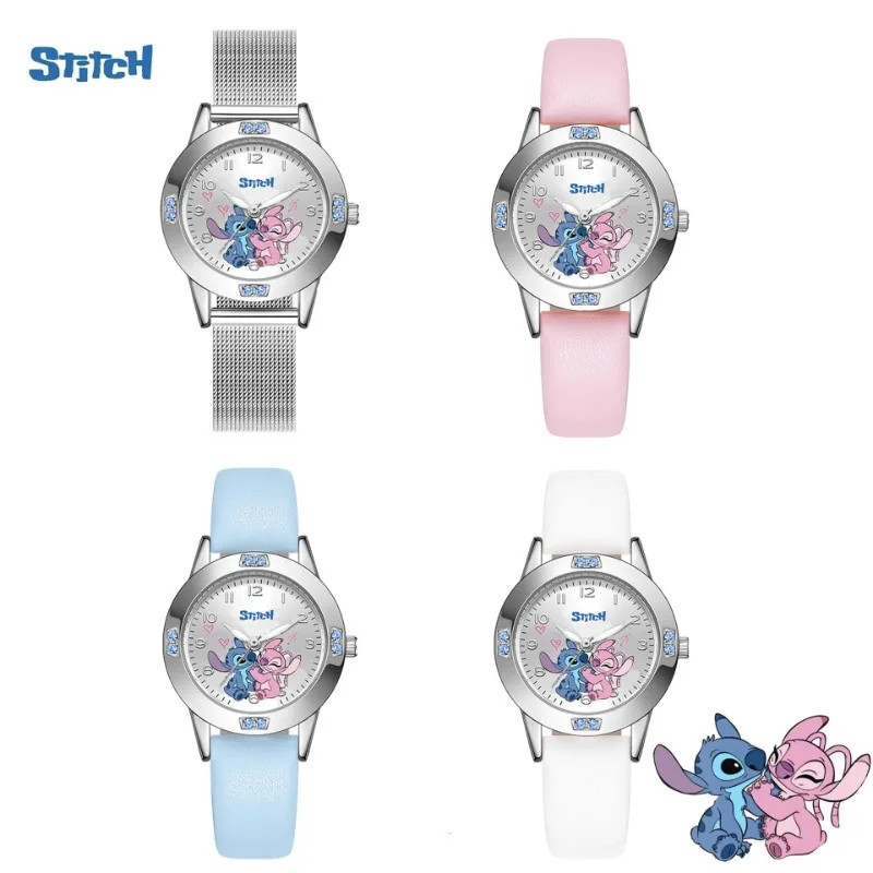 

Kawaii Stitch Diamond Quartz Watch for Women Diamond Quartz Watch Disney anime Fashion Steel Belt Watch Children Birthday Gift