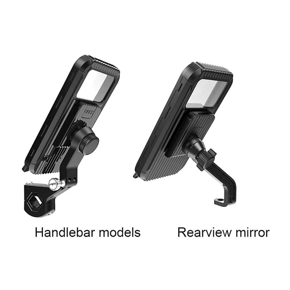 Rear View Mirror Phone Support Waterproof Bike Handlebar Bracket 360 Degree Rotation Flexible Cellphone Mount for Phone 4-7 Inch