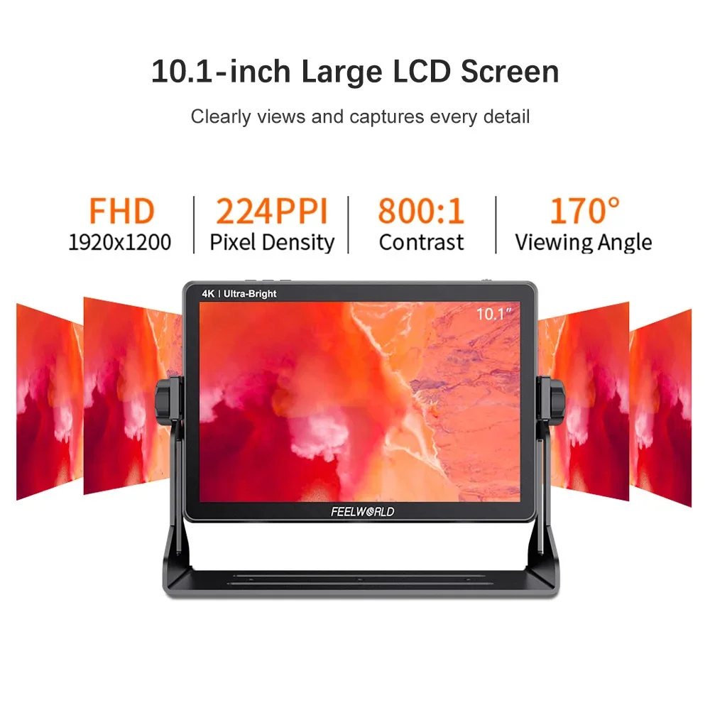 FEELWORLD LUT11H 10.1Inch DSLR Camera Field Daylight Viewable Director Video Monitor 2000nits IPS Touch Screen 1920x1200