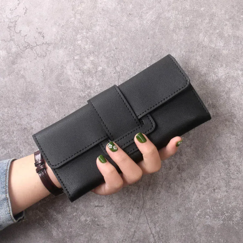 Fashion Korean version women's long wallet with wristband, large capacity multifunctional wallet, female RFID protection