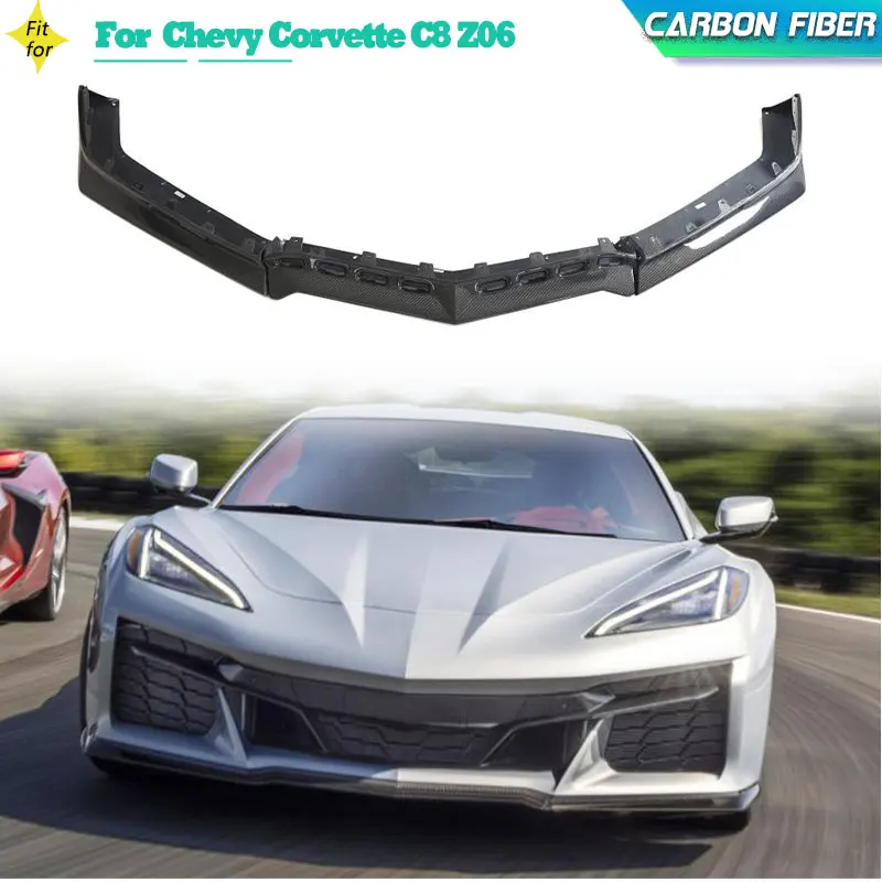 

Carbon Fiber Car Front Bumper Lip Spoiler For Chevy Corvette C8 Z06 2-Door 2023 Add On Racing Front Lip Chin Apron Splitters