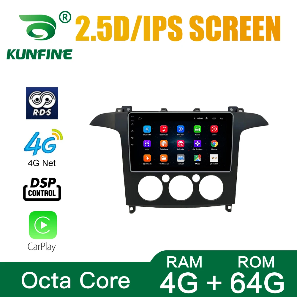 

Автомобильный радиоприемник для Ford S-MAX 2007-2008 MT AC Android 10,0 Octa Core автомобильный DVD GPS навигатор плеер Deckless Car Stereo Headunit