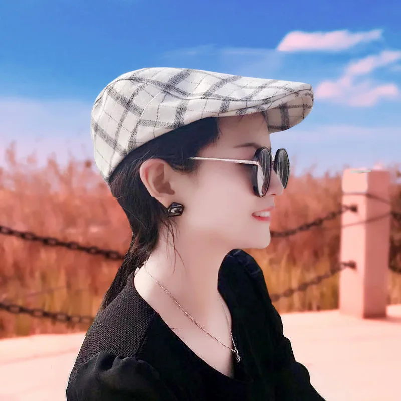 Men Women Beret Linen Newsboy Cap Herringbone Breathable Summer Gatsby Ivy Cabbie Driving Hunting Hat beret hat