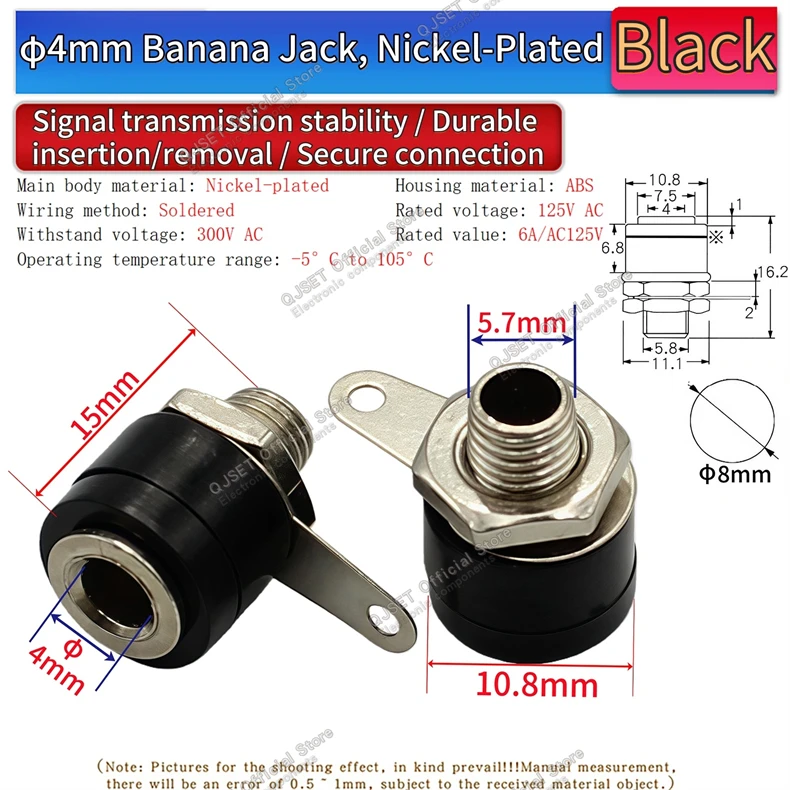 5Pcs 4mm Bananen Buchse Binding Post Test Stecker 4mm Bananen Buchse Stecker Jack Adapter DIY rot Schwarz Grün Gelb Blau – Detail 5