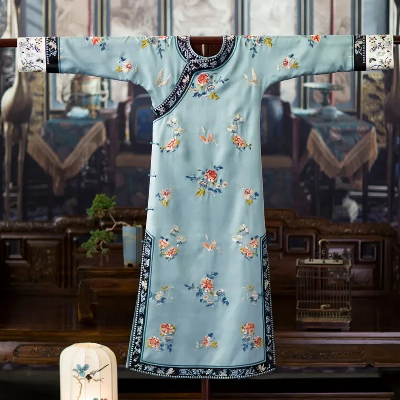 

China Traditional Clothing Flowers Printed Long Sleeve Cheongsam Women's Elegant Vintage Classic Chinese Dress Qipao 2022 Spring