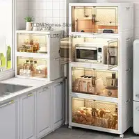 โมเดิร์น Multi-Layer Storage Rack ล้อพลาสติกตู้ครัว Home KITCHEN Sideboards พับห้องนอนตู้ 2