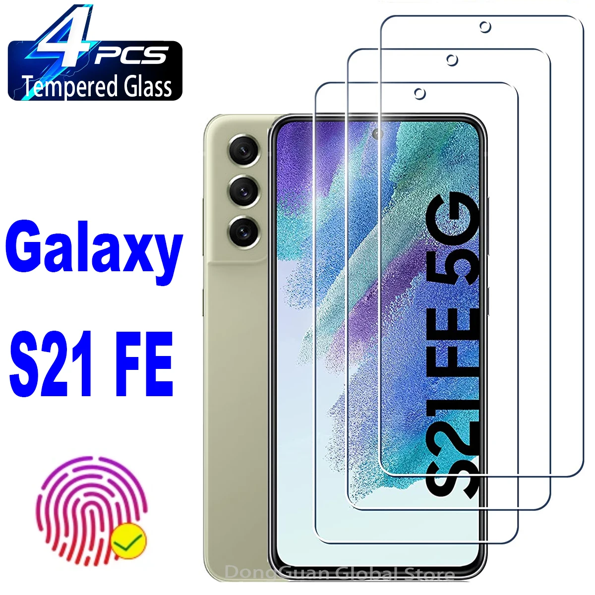 HD Tempered Glass 2/4pcs for Samsung Galaxy S21 FE 5G Screen Protector Clear Full Cover Protection