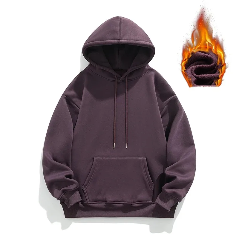 Men's Solid Autumn Winter Hooded Drawstring Pullover Pockets Long Sleeve Sports Hoodies Casual Loose Vintage England Style Tops