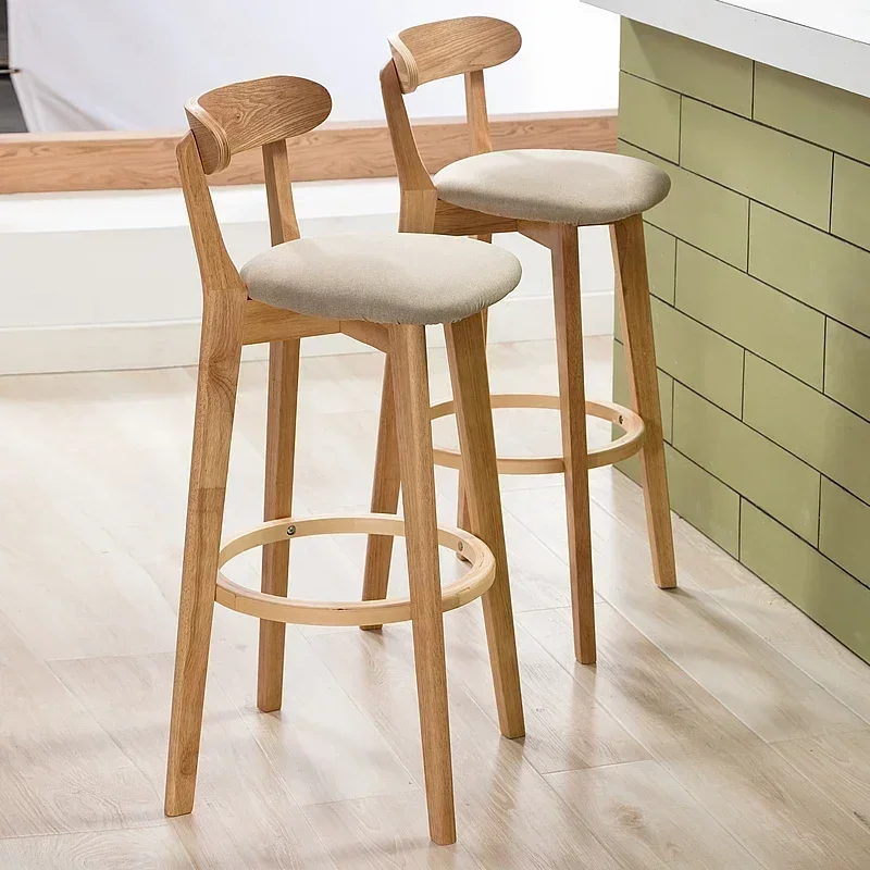 

Modern Luxury Bar Chair Solid Wood High Footed Stool Bar Chair Backrest Ergonomic Modern Sillas De Comedor Nordic Furniture