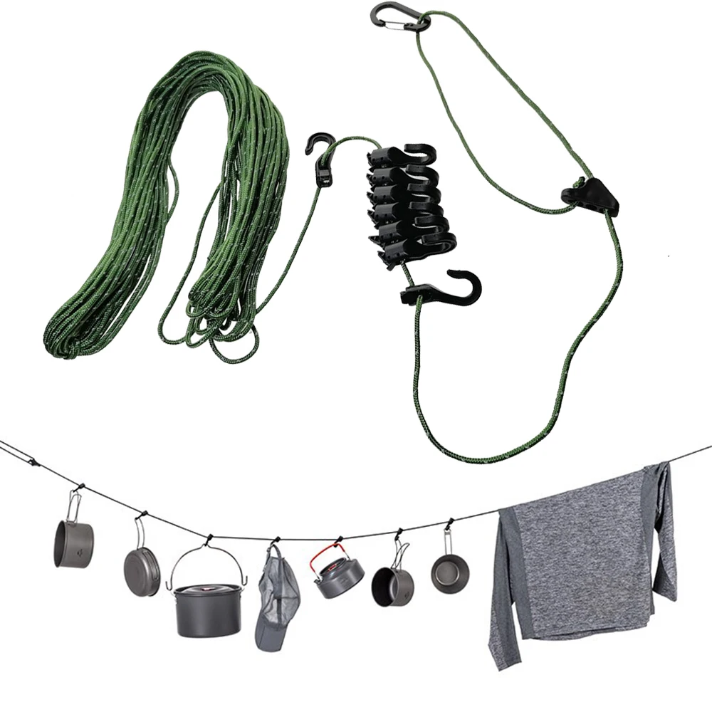 

3.5-5m Camping Travel Clothesline Portable Adjustable Hiking Hotel Washing Clothes Drying Line Anti-slip Rope
