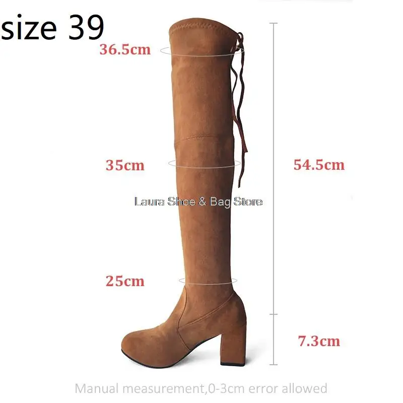 Sexy Women Over The Knee Boots Block High Heels Women's Long Boots Plus Size 43 Stretch Autumn Shoes Female Thigh High New