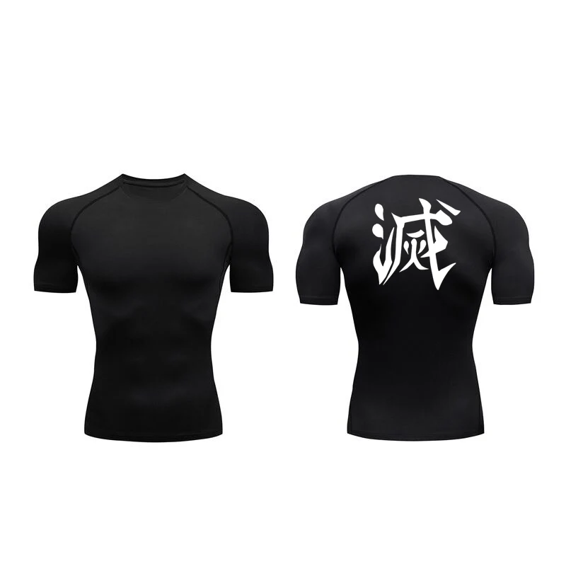Demon Slayer Print Compression Shirts for Men Gym Workout Fitness Undershirts Short Sleeve Quick Dry Athletic Tees T Shirt Tops short sleeve t shirt sport t shirt running t shirt running t shirts fitness clothes compression t shirt men t shirts men undershirts