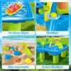 Summer Beach Water Table for Toddlers 4-in-1 Outdoor Play Table Rain Showers Splash Pond Toys 24 PCS Sensory Activity Sand Table 5