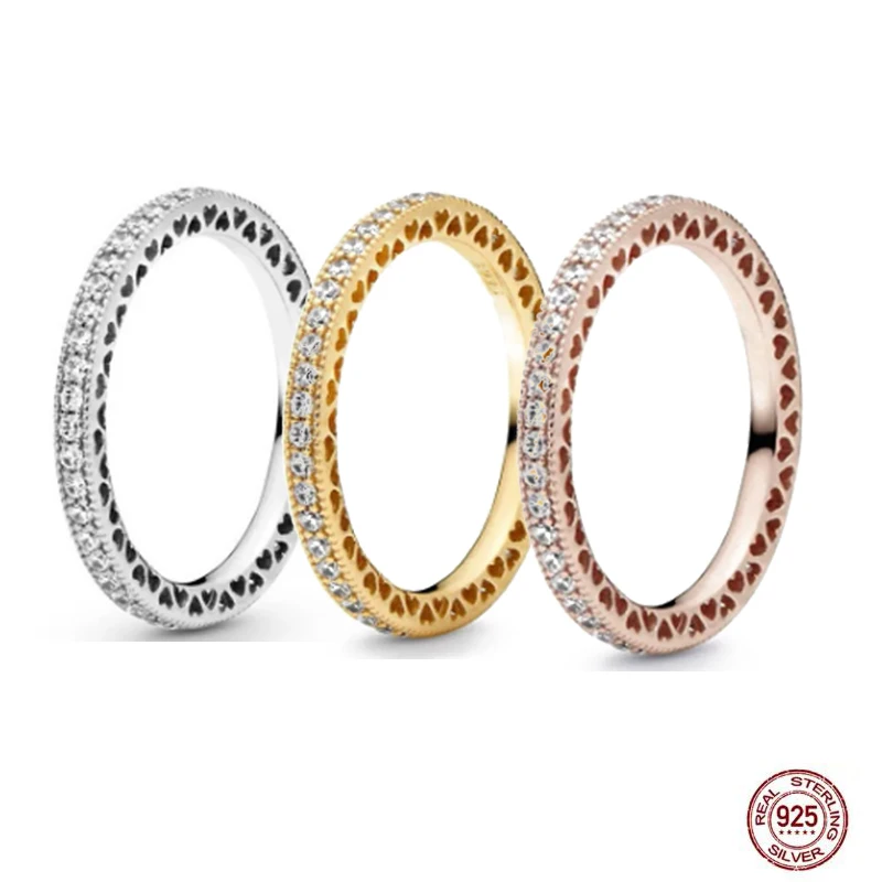

Hot selling 925 sterling silver exquisite rose gold sparkling zircon ring for women's charming jewelry engagement birthday gift