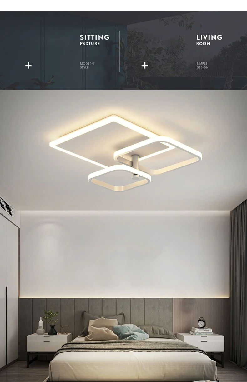 Modern Style Led Chandelier For Living Room Bedroom Dining Room Kitchen Ceiling Lamp Simple Square Design Remote Control Light flower chandelier