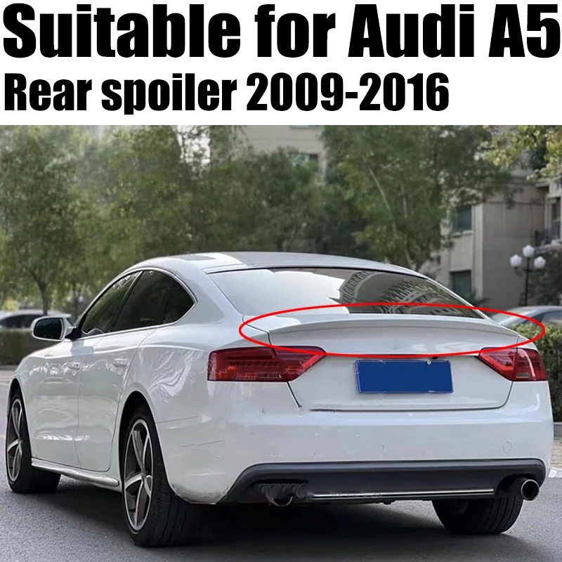 

Rear Trunk Spoiler For Audi A5 S5 4 Doors 2009 2010 2011 2012 2013 2014 2015 2016 Spoiler Car Rear Roof Spoiler Splitter Wing